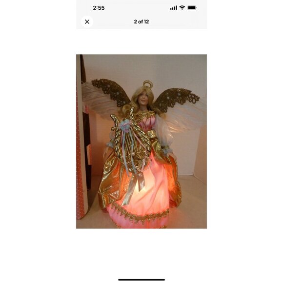 Paradise Galleries  Porcelain Angel Christmas Tree Topper Patricia Rose 13" - Picture 5 of 8